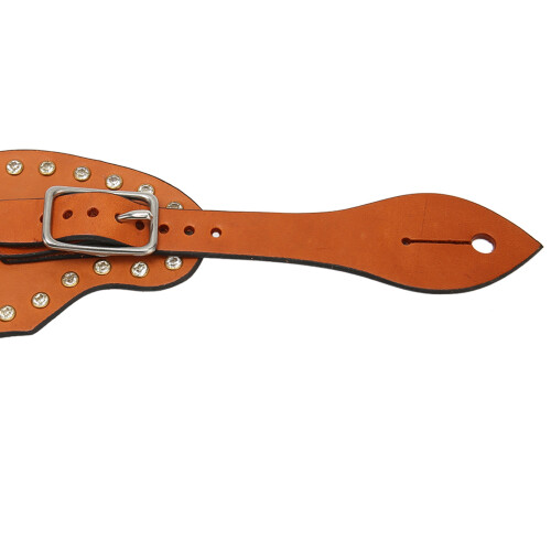 Adjustable Brown Artificial Leather Western Spur Strap with Metal Buckle 1