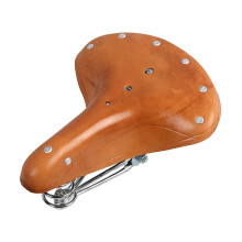 (Chocolate)Retro Leather 3 Spring Seat Shock Absorption Cushion Cycling Universal Comfortable Replacement