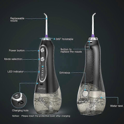 Hydropulseur buccal avec 5 modes réglables (40-140 PSI), 7 embouts interchangeables et conception étanche IPX7 2