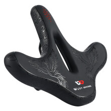 (Black)Widened MTB Bike Saddles Bicycle Hollow Breathable Bicycle Seat Cushion Waterproof Spring Shock