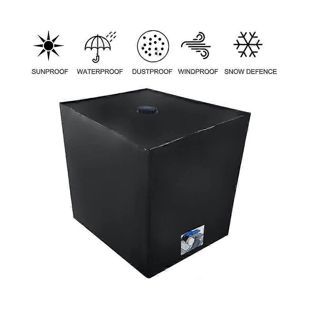 Black Uv Protective Cover For 1000L Ibc Water Tank, Waterproof Fabric, Prevents Algae Growth, Easy Access Design