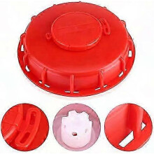Coperchio per serbatoio compatibile con fusti IBC, 163 mm, rosso, con chiusura e ventilazione.