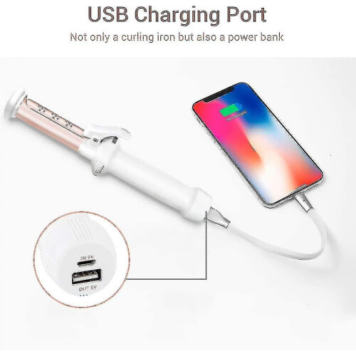 Wireless Curling Iron 20cm Compact with 5-Second Fast Heating, Ceramic Coating and USB-C Power Bank Function 2