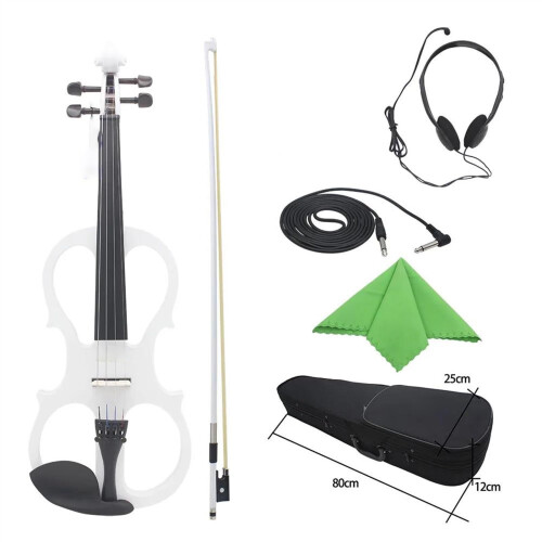 4/4 Full Size Electric Violin for Beginners White Maple Ebony with Accessories 1