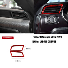 (H) Kompatibel mit Mustang 2015–2020 Zubehör Rote Carbonfaser-Innenausstattung