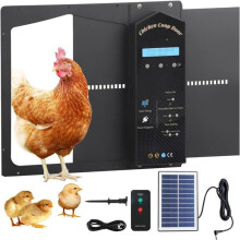 Solar Powered Automatic Henhouse Door with Anti-crush System, Remote Control, Timer and Dusk-to-Dawn Light Sensor