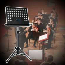 Professional Foldable Sheet Music Stand with Secure Page Clips for Orchestra Violin Guitar