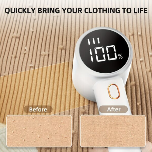 Lint Remover with Digital Charging Status Display, 6-Blade USB Rechargeable for Efficient Fabric Clean 2
