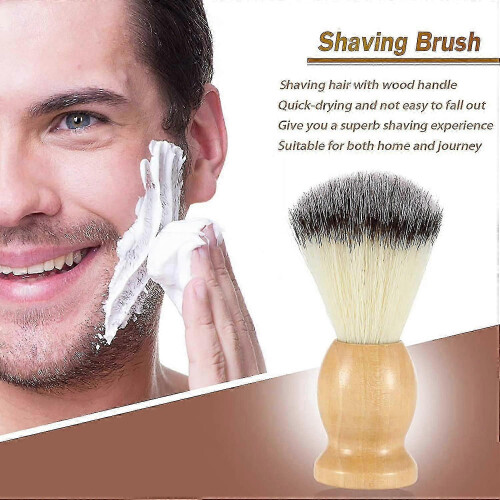 Pincel de Barbear com Cabo de Madeira Sólido para Homens, Cerdas Densas para Espuma Rica e Barbear Confortável, Comprimento de 4 Polegadas 1