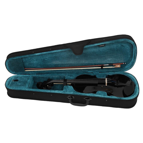 4/4 Full Size Solid Wood Violin Set for Beginners with Case and Bow, Classic Black Finish 1