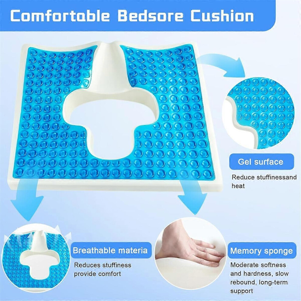Tailbone Pain Relief Cushion with Ergonomic Triangle Slope and Cooling Gel Surface, Sciatica Support for Prolonged Sitting