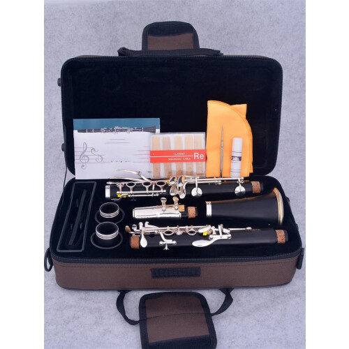 Professional Bb Clarinet Solid Ebony Body 18 Key Silver Plated Copper for Beginners and Intermediates 1