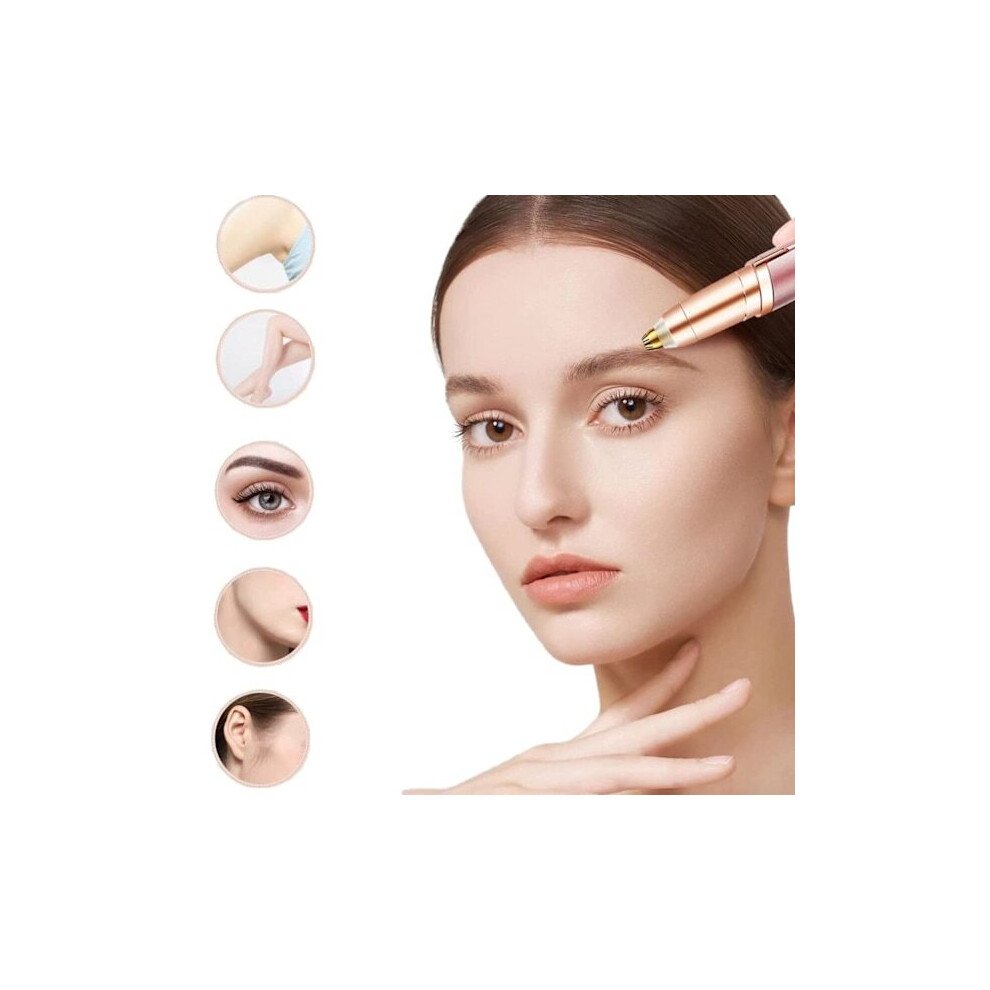 Gold Painless Eyebrow Trimmer With Quiet Motor, Hypoallergenic Round Head Safety Guard, Rose Waterproof Facial Hair Remover