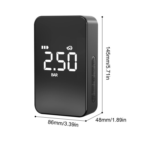 Pompa d'aria portatile 3in1 per(auto) con luce LED e powerbank, display digitale 1