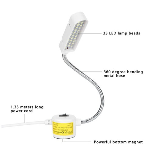 33 LED Sewing Machine Lamp, Magnetic Mount 360 Adjustable Angle for Precise Task Lighting, Energy Efficient 1