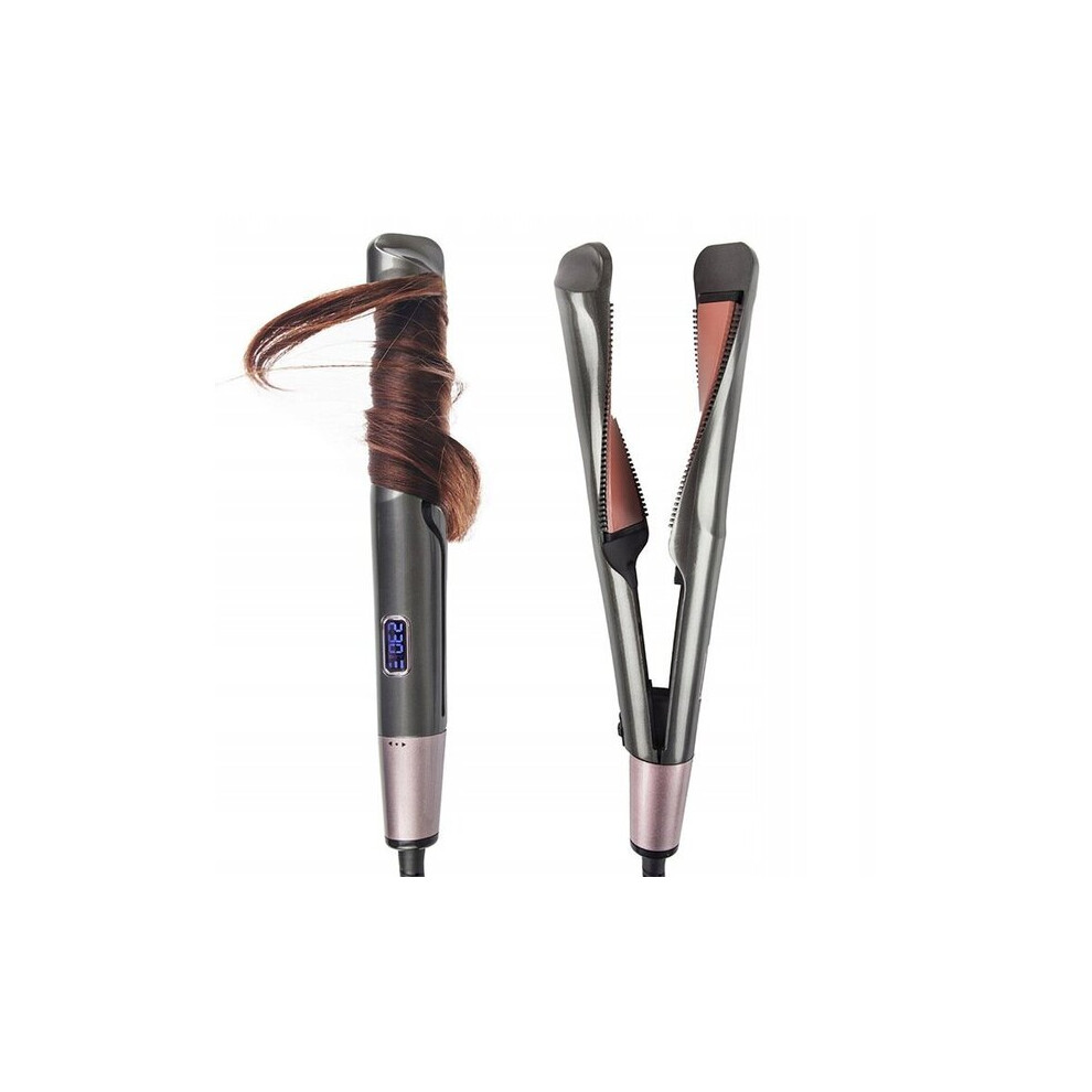 Ceramic Hair Straightener Curler with Temperature Control 60-Minute Auto Shut-Off, Includes Heat-Resistant Glove