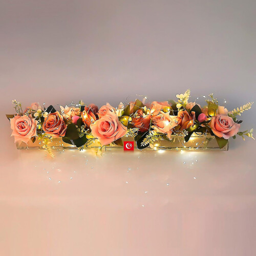 Acrylic Rectangular Vase with LED Light Strip, Low Profile Design for Table Decor, 25-45cm 1