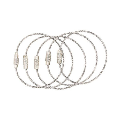 Stainless Steel Cable Keychain, Strong Durable Aviation Cable, Easy Install, 7-Piece Set for Tools Keys, Secure Attachment Loop 1