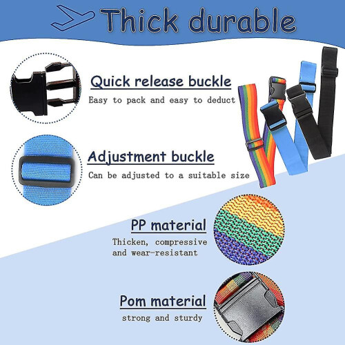Luggage Straps 2-Pack with Quick-Release Buckle, Thickened Webbing for Secure Suitcase Packing 2
