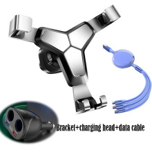 (silber-lila) Auto-Handyhalterungsset, Autoladegerät-Zigarettenanzünderadapter 120W Netzteil