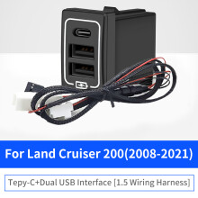 (08-2021 LC200) USB-Ladestecker PD Typ C Schnellladeschnittstelle für Toyota Land Cruiser 200 Prado