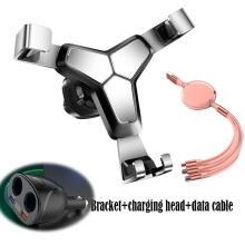 (silver-Powder)Car mobile phone holder set,Car Charger Cigarette Lighter Adaptor 120W Power Adapter