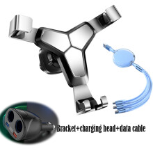 (silver-Blue)Car mobile phone holder set,Car Charger Cigarette Lighter Adaptor 120W Power Adapter Two