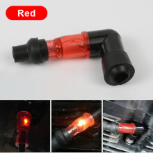 (Red)SEAMETAL Motorcycle Flash Spark Plug Cap Universall Motorcycle Ignition Spark Plug Cap 90Degree