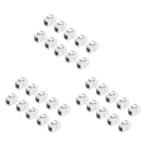 30Pcs RJ45 Connector  Jack Cat6 Extension Coupler Ethernet Network LAN Cat 6 Coupler Jacks Extend Adapter,White