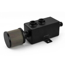 1L Universal Baffled Oil Catch Can with Breather Filter and Dipstick for Engine Breather System