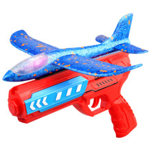(Style D)Glowing Foam Aircraft 10m Launcher Catapult Aircraft Gun Toy Children's Outdoor Game Bubble