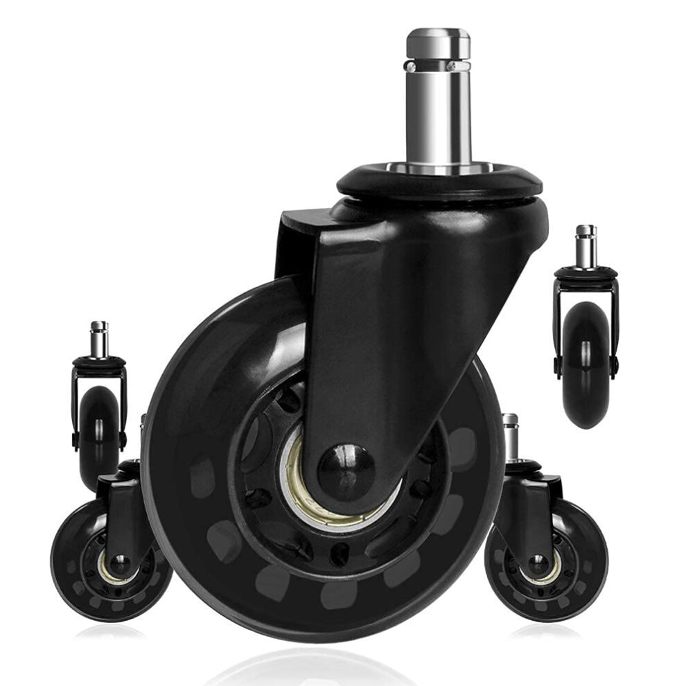 Set Of 5 Black 2 Inch Office Chair Casters, FloorâSafe Rubber Wheels For Hardwood Floors, Silent And Heavy Duty 9169991334233