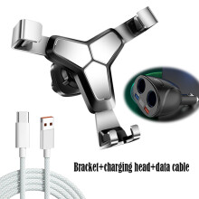 (silver-Grey white)Car mobile phone holder set,Car Charger Cigarette Lighter Adaptor 120W Power Adapter