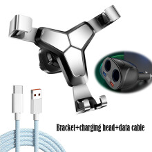 (silber-himmelblau) Auto-Handyhalterungsset, Autoladegerät-Zigarettenanzünderadapter 120W Netzteil