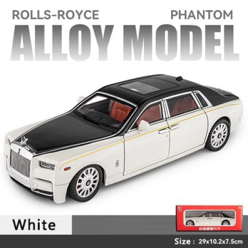 (White with box)1:18 Rolls-Royce Phantom Alloy Car Model Simulation Sound And Light Pull Back Toy Car