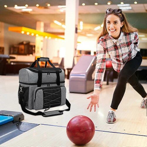 Portable Bowling Equipment Bag with Multiple Pockets, Adjustable Padded Shoulder Strap for Secure Transport 1