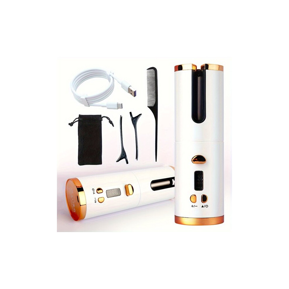 Portable Automatic Hair Curler, USB Rechargeable with Fast Heat Up and Safety Shut Off