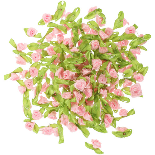 1000Stk Polyester Blüten Applikationen Rosa Für DIY Kleidung 1