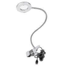 USB Magnifier Lamp with Adjustable Warm White Light, 360 Flexible Metal Arm Stable Clip, Eye Care LED Lamp for Detailed Work