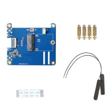 MPW7NA for Raspberry Pi 5 PCIE to M.2 E-Key WiFi7 Module+2 X Antenna BE200 Support TPU,WiF6E AX210,AX200 Adapter