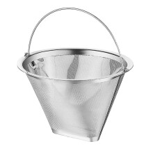 Herbruikbaar roestvrijstalen koffiefilter, conisch ontwerp verbetert de koffiesmaak, permanent gaas voor thuisgebruik, zilverkleurig