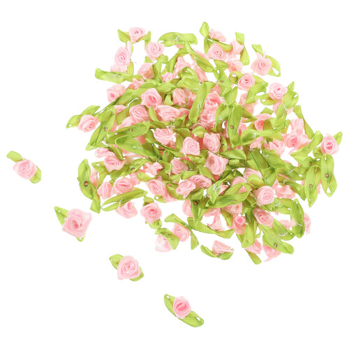 1000Stk Polyester Blüten Applikationen Rosa Für DIY Kleidung 2