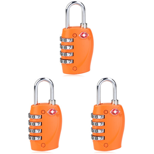 3Pcs Durable Tsa Approved Orange Combination Locks for Luggage 2