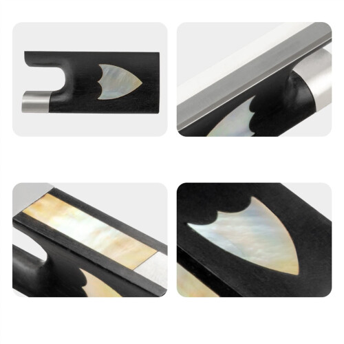 Professional Ebony Violin Bow Frog Replacement with Patterned Inlay and Secure Hair Tension Control 2