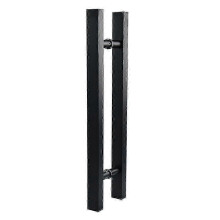 Stainless Steel Door Handles, Extra Thick Square Tube in Black, 500mm Length with 300mm Fixing Centres, 2 Pieces Set
