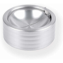 Edelstahl-Aschenbecher mit dicht schließendem Deckel, 600 ml Fassungsvermögen, für 80 Zigaretten, geruchsdicht, silbergrau, für Zuhause und Büro