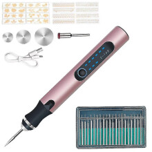 Electric Engraving Pen 3-Speed Anti-Jitter Design USB-C Charging with 20 Grinding Heads 16 Templates Precision Carving Tool