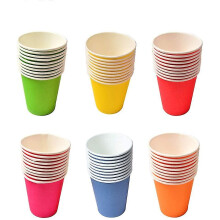 60 Copos de Papel Coloridos para Festas de Artesanato DIY, Resistentes a Vazamentos para Bebidas Quentes e Frias, Design de Cor Sólida