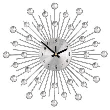 Silent 3D Wall Clock with Large Digits, Silver Metal Design for Living Room and Bedroom Art Decoration