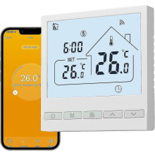 Slimme thermostaat met spraakbediening, compatibel met Alexa en Google Home, 7-daags programmeerbaar touchscreen voor vloerverwarming.